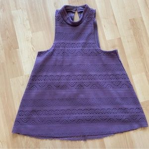 Hollister purple high neck crochet halter tank top XS